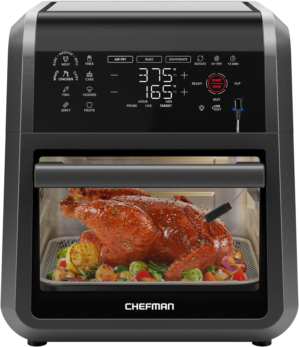 CHEFMAN ExacTemp 12-Quart Air Fryer Integrated Smart Cooking 28 Touchscreen Presets wourant