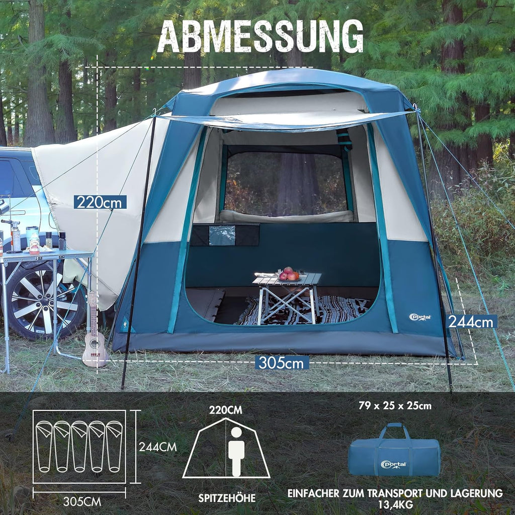 Portal 5-Person SUV Tent with Porch, 2-in-1 Car Camping Tent, Water-Resistant & Windproof, Trunk Tent with 2 Doors for Travel & Outdoor Adventures wourant