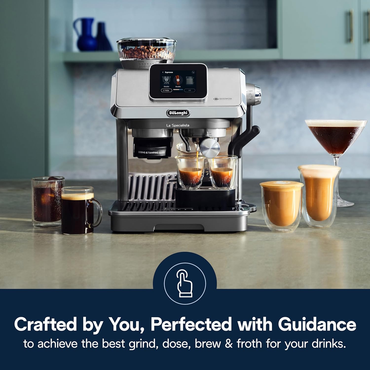 De'Longhi La Specialista Touch Espresso Machine with Grinder & Milk Frother ?Cold Brew & Iced Coffee Maker, Burr Grinder, 10 Drink Presets, Compact Bean to Cup, Award-Winning Italian Design woonhhop