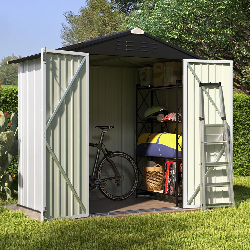 Patiowell 5x3 FT Outdoor Storage Shed Tool Shed with Sloping Roof and Lockable Door Metal Shed wourant