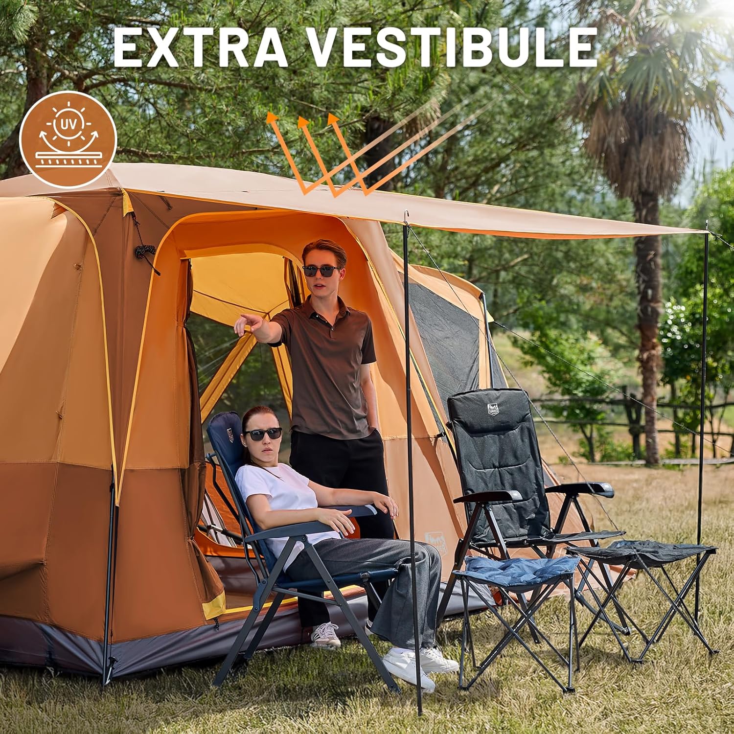 TIMBER RIDGE 5-9 Person SUV Tent with Screen Porch and Awning for Family Camping, Weather Resistant and Portable Van or Car Tent, Includes Rainfly and Storage Bag, 13' W X 10' L X 7.1' H wourant