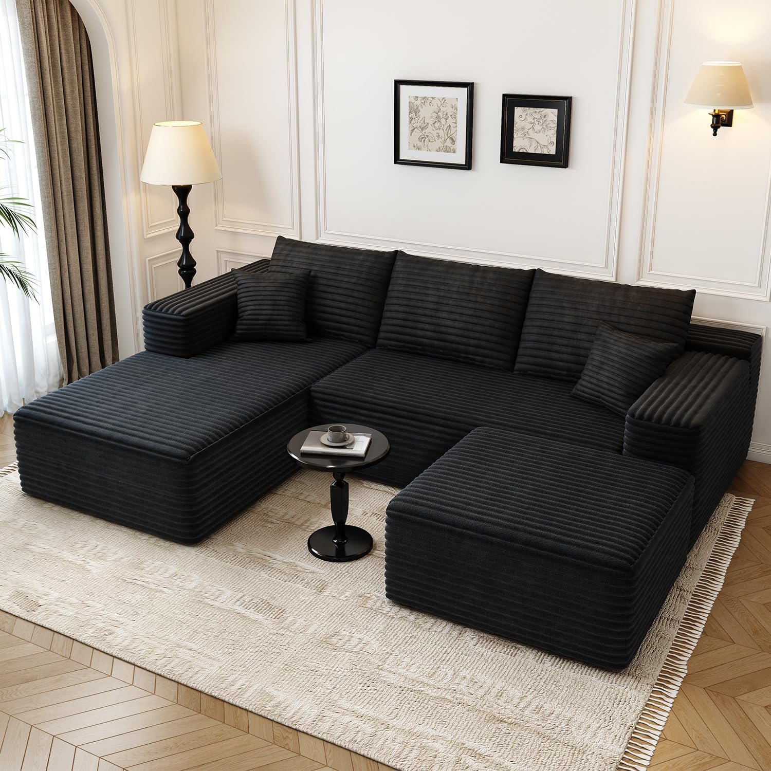 107.5 inch Cloud Modular Sectional Sofa with L-Shaped Chaise Lounge, Modern Minimalist Upholstered Sofa Deep Seating Corner Sofa wourant