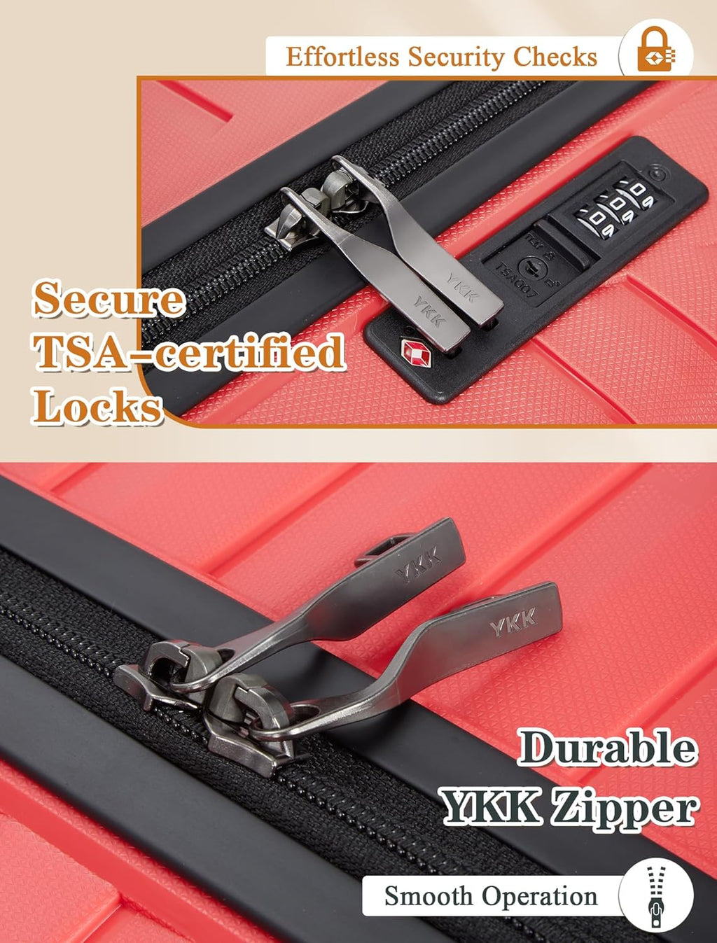 5-piece luggage set with wheels, ABS hardshell suitcase with spinner wheels wourant