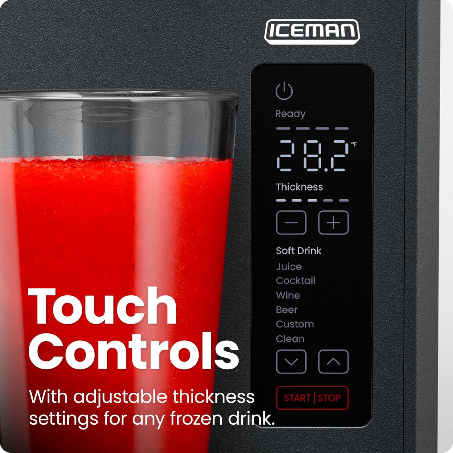 Iceman Slush-Ease Smoothie Maker, Frozen Drink Maker with 5 presets + custom options, easy dispensing wand for making frozen margaritas, slushies and smoothies wourant