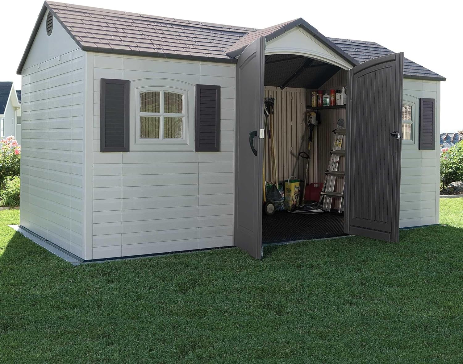 Lifetime 6446 Outdoor Storage Shed, 8 x 15 Foot, Desert Sand wourant