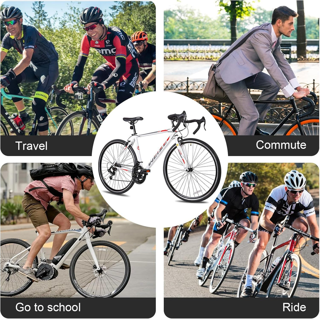 WEIZE Road Bike, 700C Wheel City Commuter Bicycle, 14 Speed Drop Bar, Racing Adult Bike with Caliper Brakes