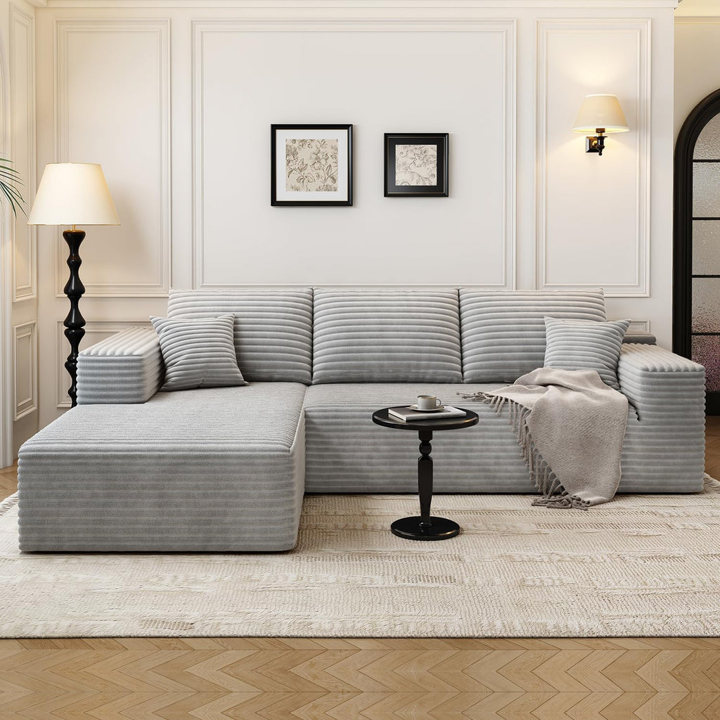107.5" Cloud Modular Sectional Sofa Couch with L-Shape Chaise,Modern Minimalist Upholstered Couches wourant