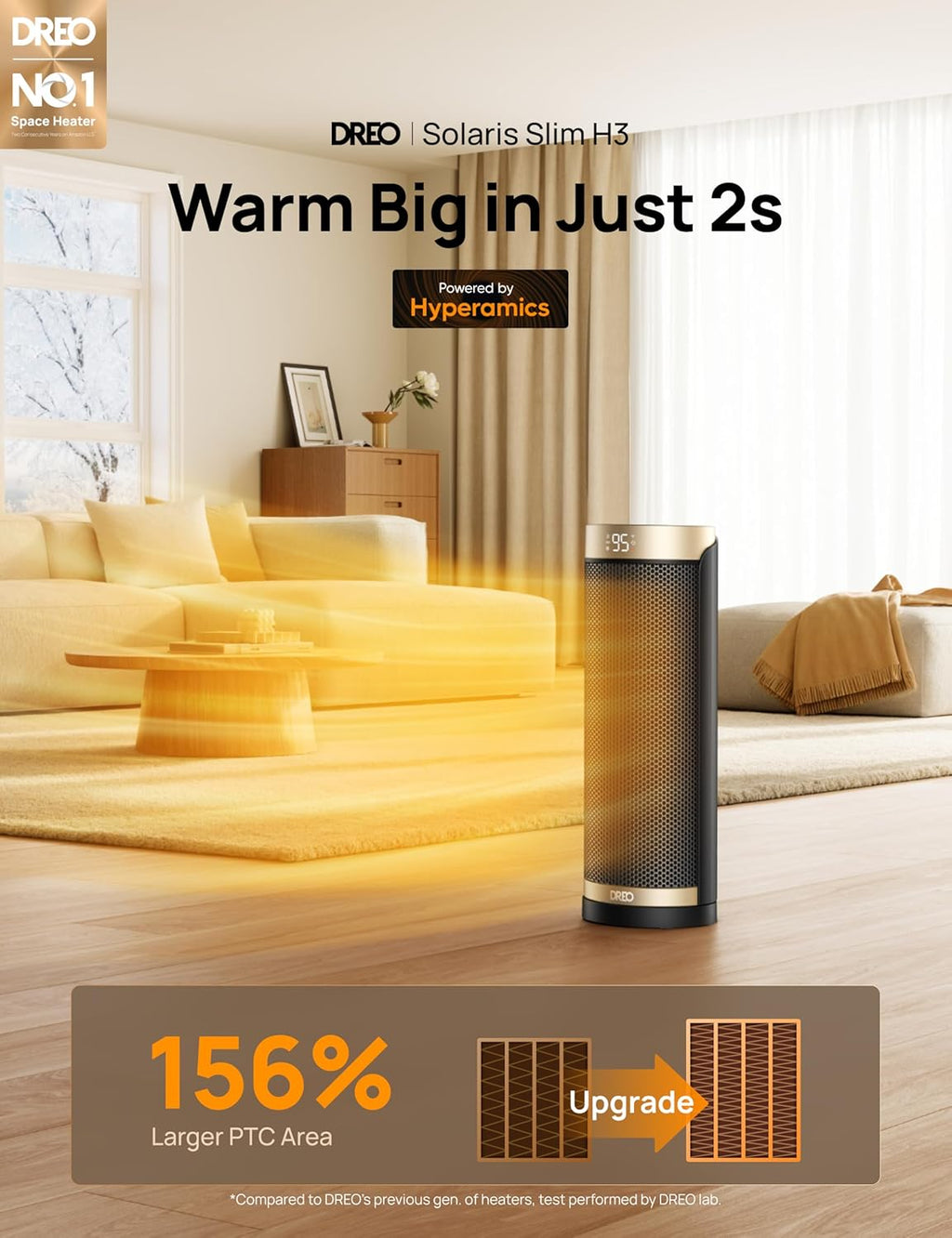Dreo Space Heater, 1500W Electric Heaters for Indoor Use with Thermostat, 70° Oscillation, 8 Safety Protections, 5 Modes, Remote, 12H Timer, Quiet Portable Heater for Office, Bedroom, Large Room wourant
