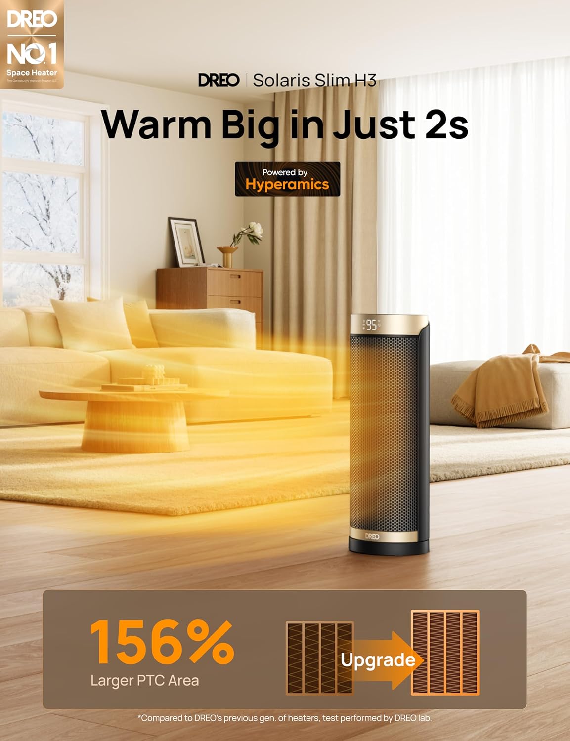 Dreo Space Heater, 1500W Electric Heaters for Indoor Use with Thermostat, 70° Oscillation, 8 Safety Protections, 5 Modes, Remote, 12H Timer, Quiet Portable Heater for Office, Bedroom, Large Room wourant