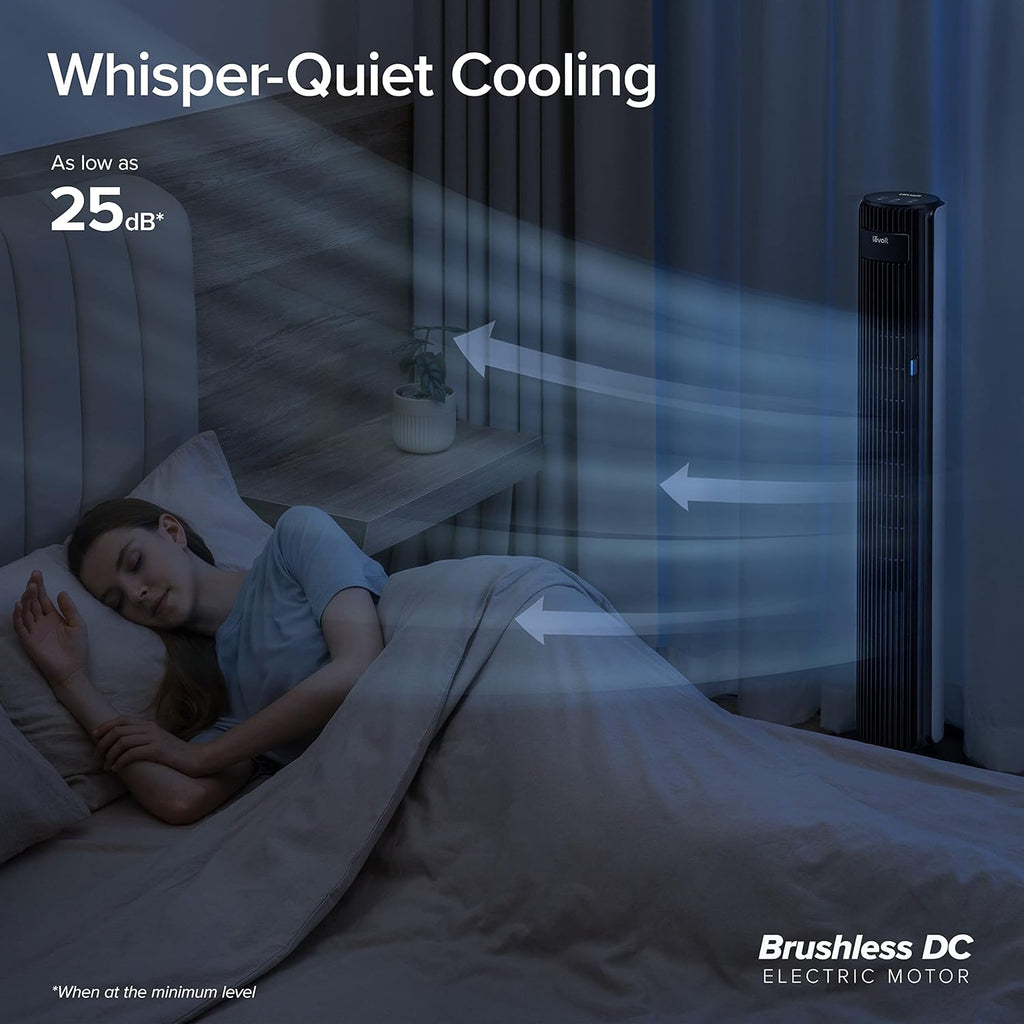 LEVOIT Tower Fan for Bedroom, Standing Fan with 28dB Quiet for Sleep, Remoter, 12H Timer, 25ft/s Velocity, 5 Speeds, 4 Modes, 90° Oscillation for Home, Office, Indoor, Bladeless 36 inch, White wourant