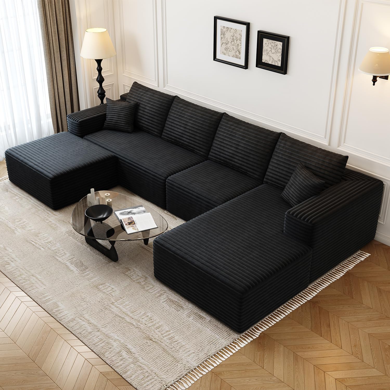 107.5" Cloud Modular Sectional Sofa Couch with L-Shape Chaise,Modern Minimalist Upholstered Couches wourant