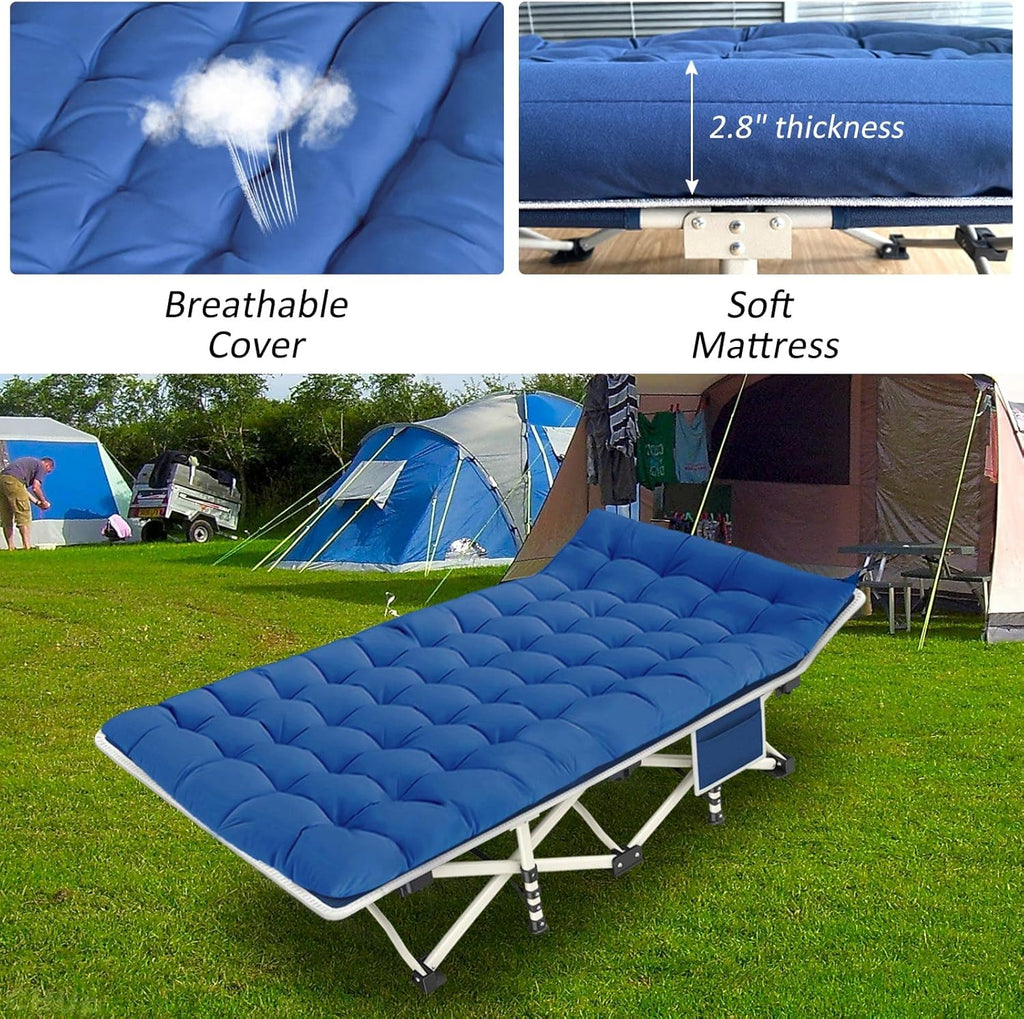 2 Pack Camping Cot with Mattress Comfortable Sleeping Cot Camping Cots for Adults 2 Person Folding Cot Heavy Duty Cots for Sleeping with Carry Bag Outdoor Indoor Home Vacation wourant