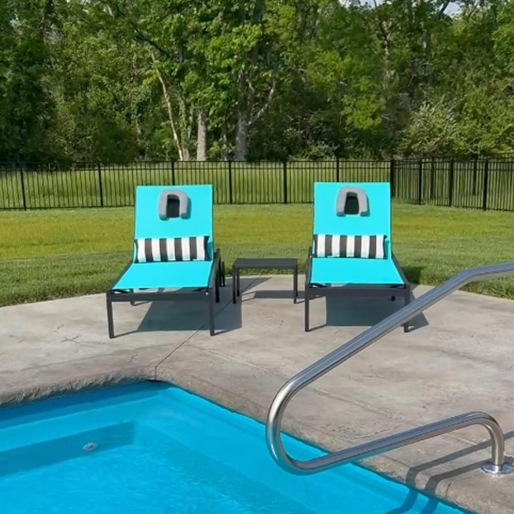 PURPLE LEAF Patio Tanning Lounge Chair Set with Face Down Hole Outdoor Aluminum Adjustable Reclining Chairs Wheels Pillows and Table for Poolside Beach Sunbathing Lounger, Beige wourant