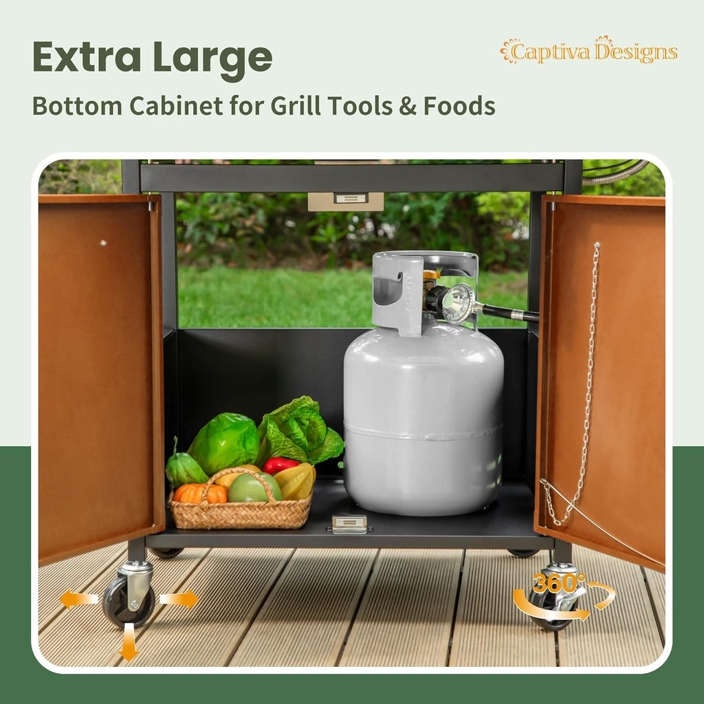 Captiva Designs 4-Burner Propane Gas BBQ Grill with Side Burner & Porcelain-Enameled Cast Iron Grates, 42,000 BTU Output Stainless Steel Grill for Outdoor Cooking Kitchen and Patio Backyard Barbecue wourant