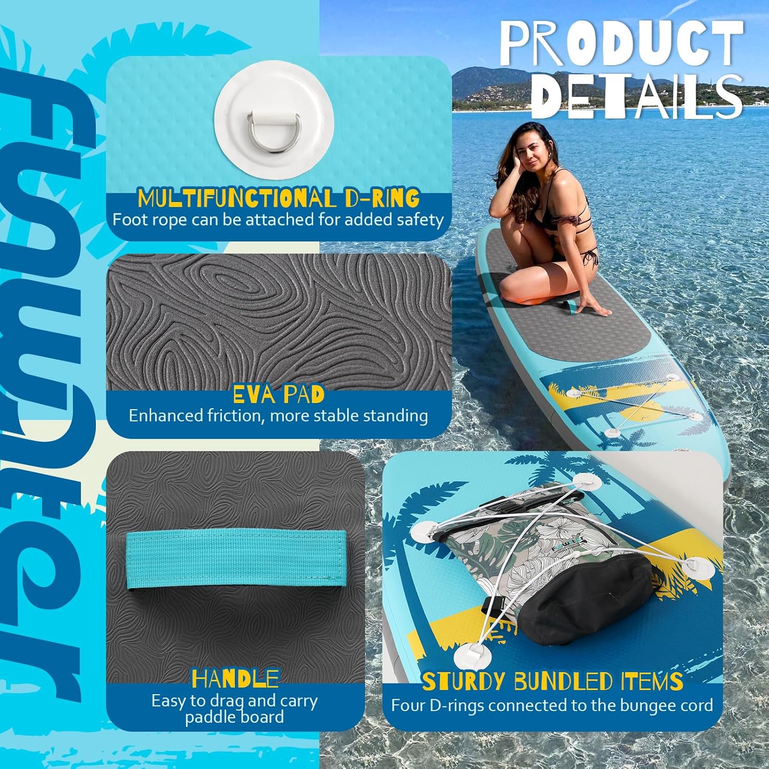 FunWater Inflatable Stand Up Paddle Board with Premium SUP Paddle Accessories, Non-Slip EVA Deck, 11'/10'6' Paddle wourant
