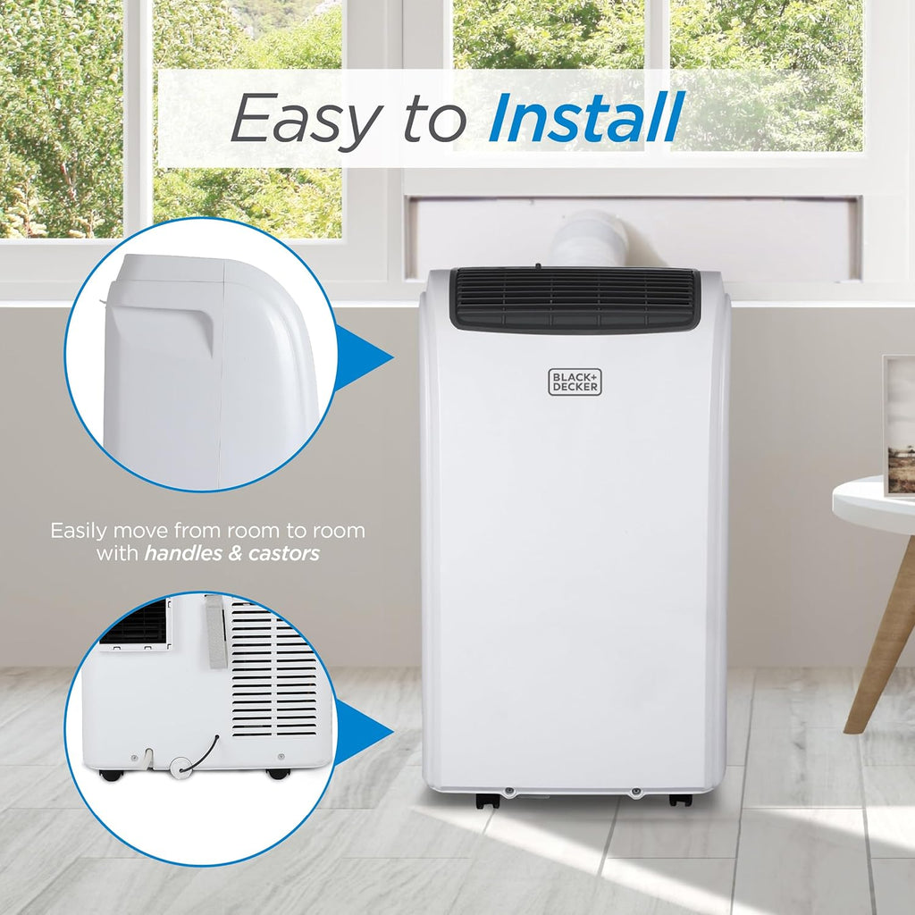 BLACK+DECKER 10,000 BTU Portable Air Conditioner for Rooms up to 450 Sq. with Remote Control, White wourant