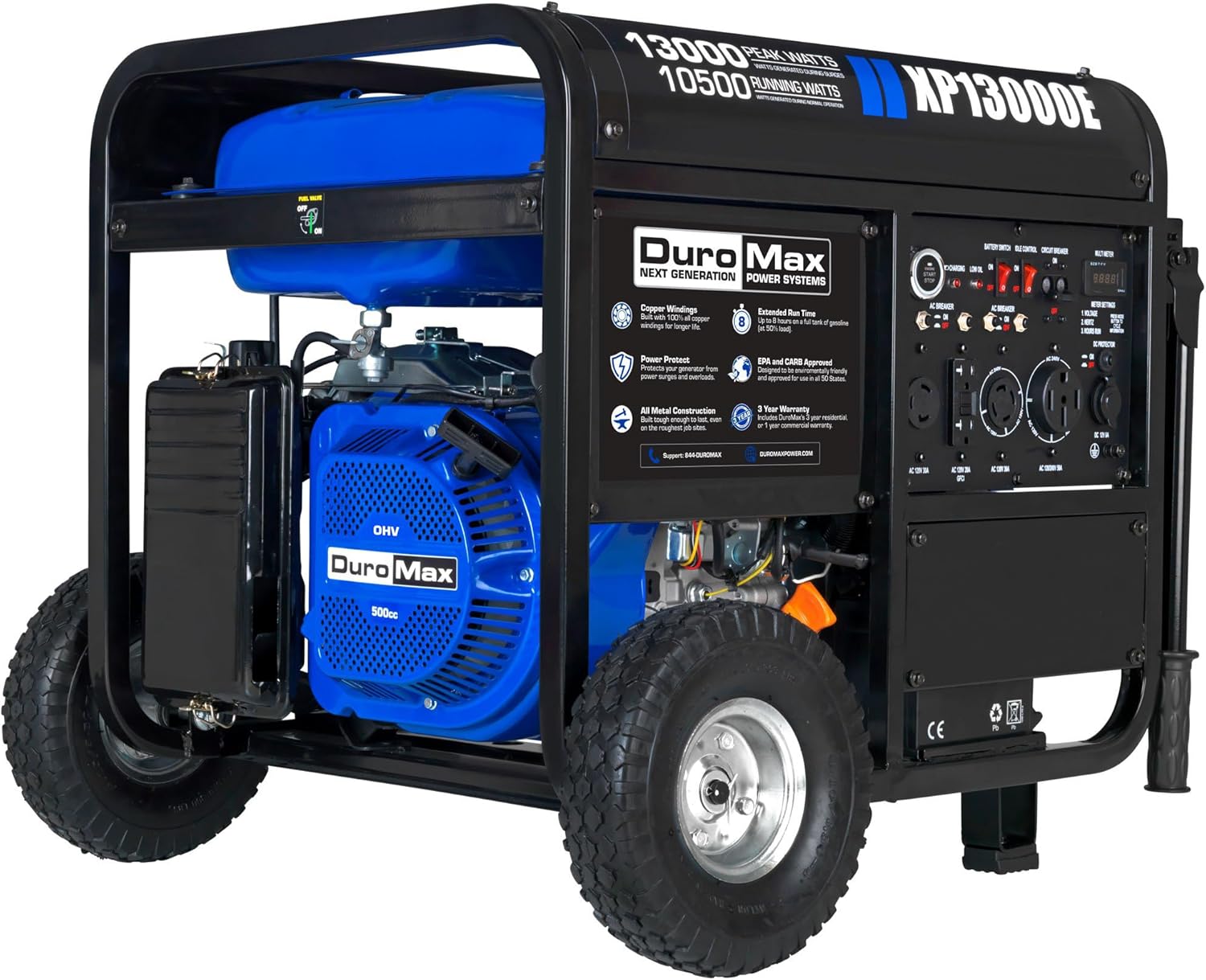 DuroMax XP13000EH 13,000-Watt Dual Fuel Portable Generator Gas & Propane Electric Start wourant