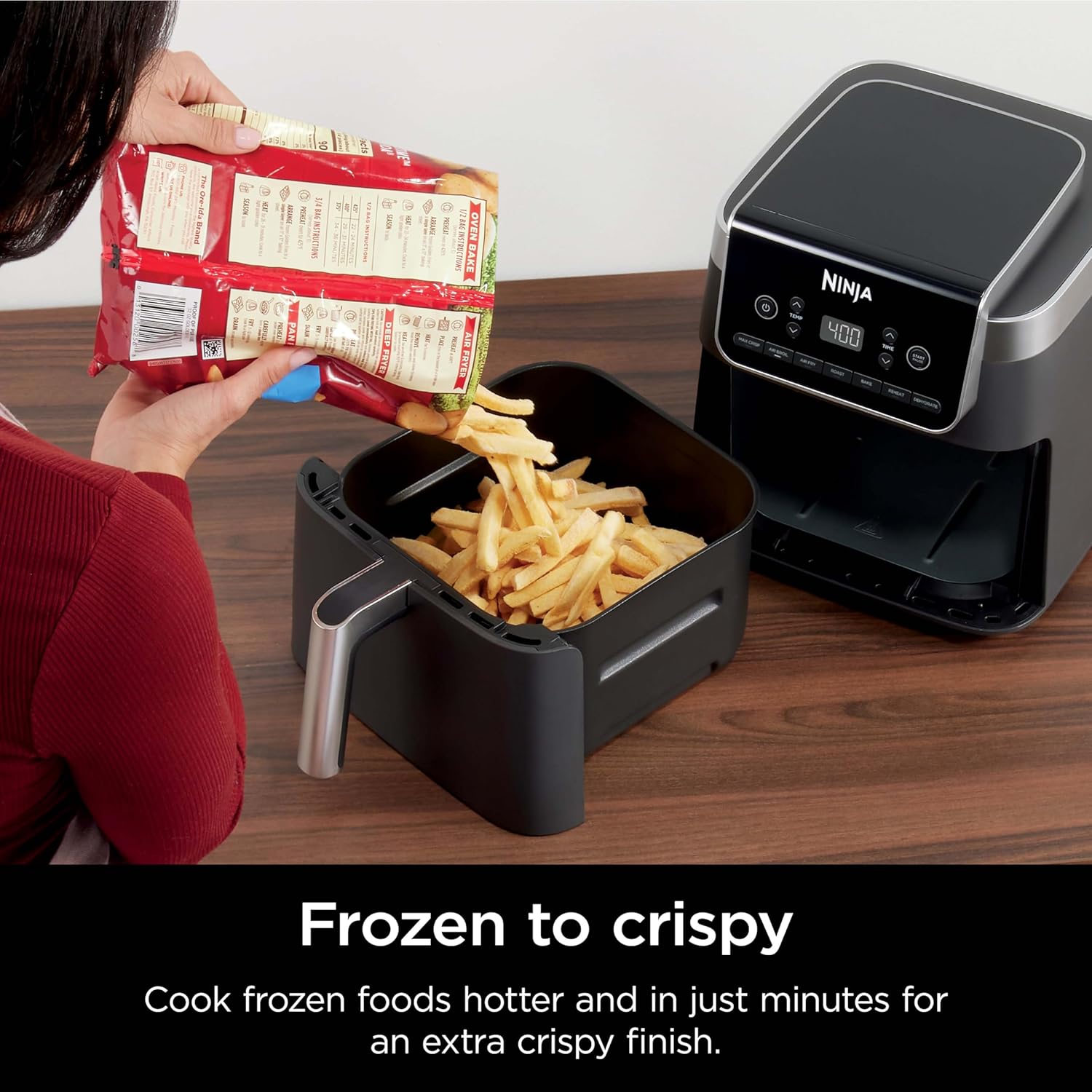 Ninja Air Fryer Pro 4-in-1 with 5 QT Capacity, Air Fry, Roast, Reheat, Dehydrate, Air Crisp Technology with 400F for hot, 120 Volts, Nonstick Basket & Crisper Plate, Grey, AF141 wourant