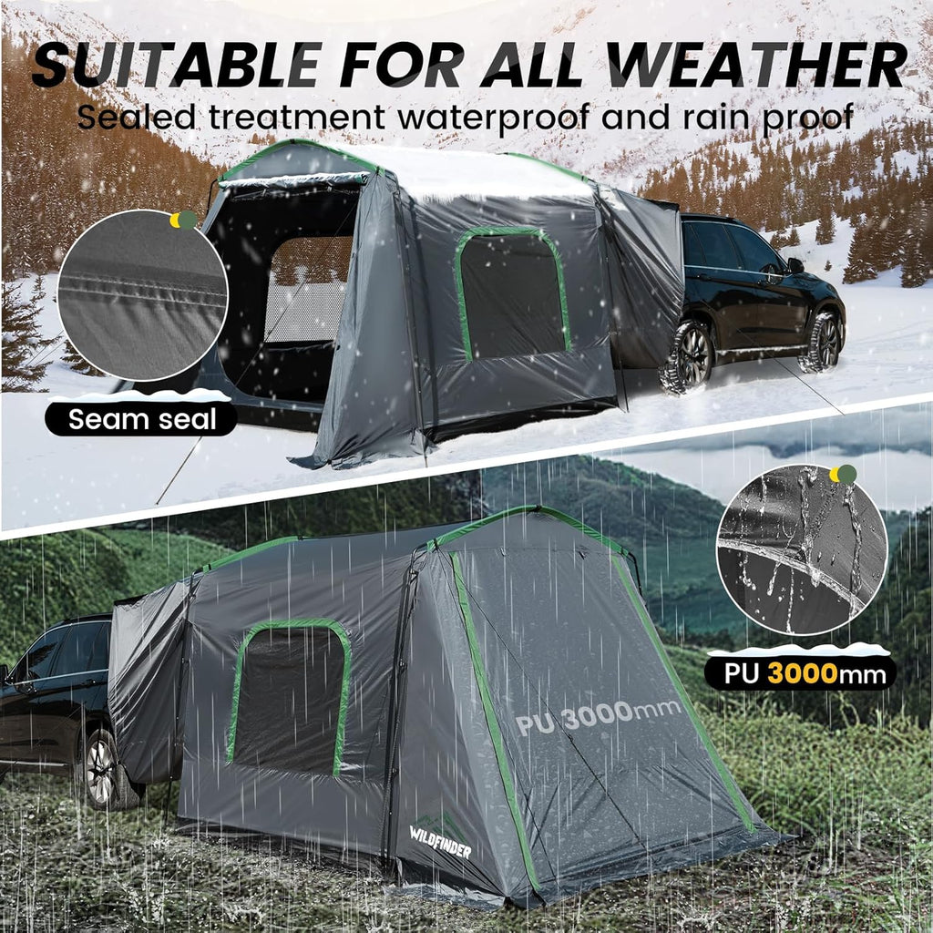 SUV Tent, 5-9 Person Rectangle Car Tent for Family, Waterproof & Windproof for Car Camping, Large Camping Tents with Storage Bag, SUV, Van, Jeep, Pickup 8FT L x 10.6FT W x 7.2FT H wourant