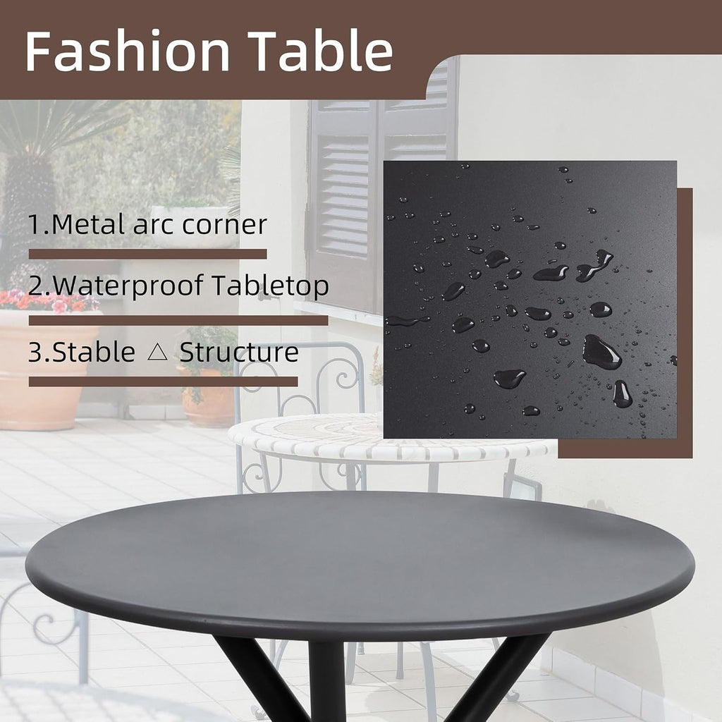 Shintenchi 3 Pieces Patio Bistro Sets, Outdoor Textilene Fabric Conversation Bistro Set, Textilene Fabric Front Porch Chairs Small Patio Furniture Set with Table for Lawn,Garden,Balcony (Black) wourant