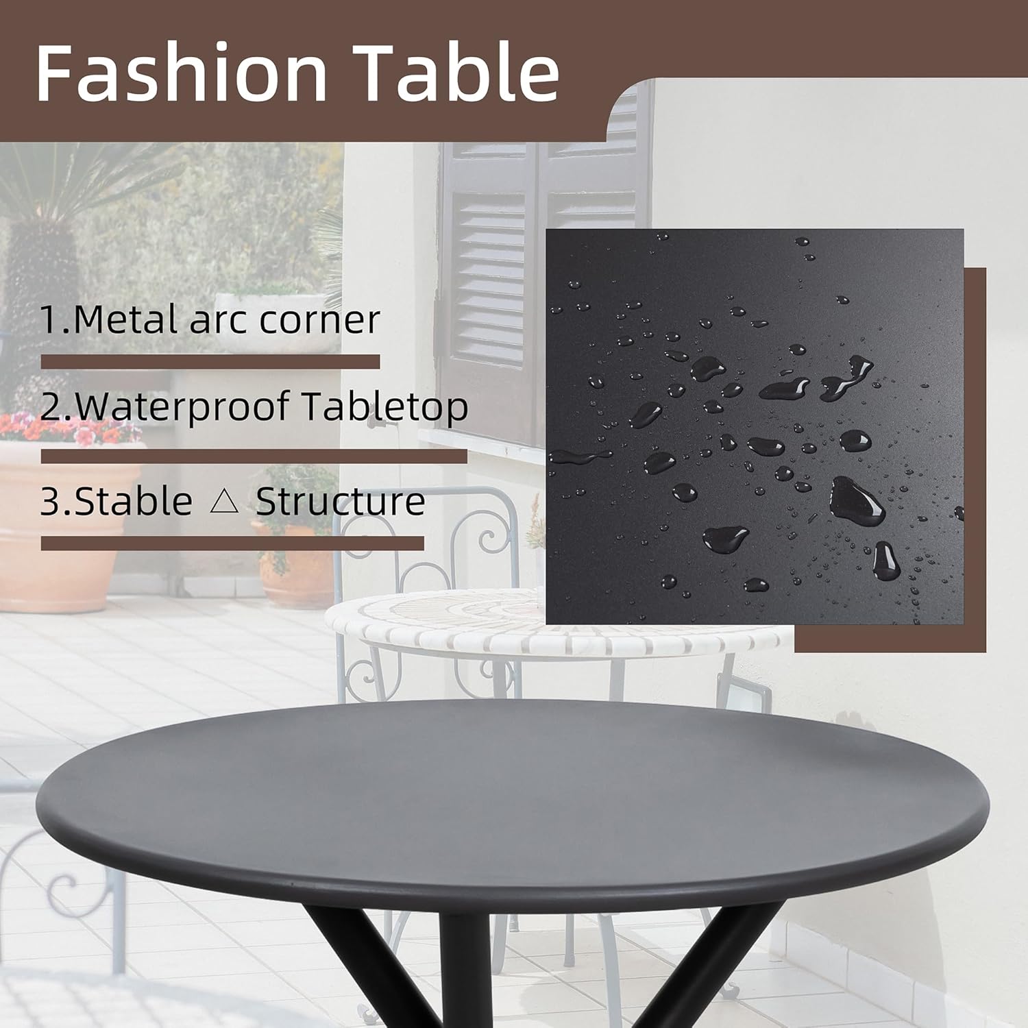 Shintenchi 3 Pieces Patio Bistro Sets, Outdoor Textilene Fabric Conversation Bistro Set, Textilene Fabric Front Porch Chairs Small Patio Furniture Set with Table for Lawn,Garden,Balcony (Black) wourant