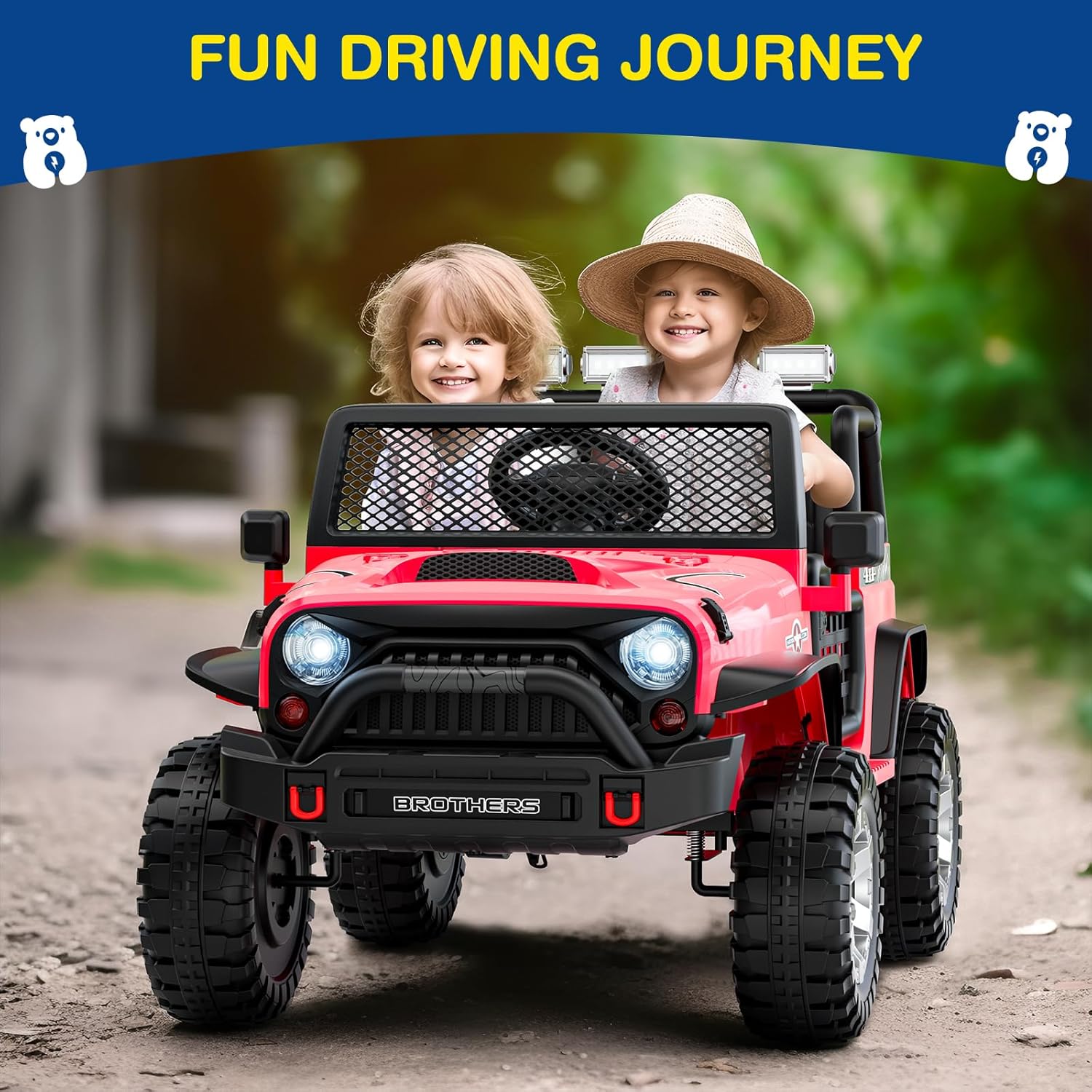 L8 Ride On Car, 2 Seater, 12V Kids Electric Car w/Remote Control, 4-Wheel Suspension, Bluetooth Speaker, Multi Music Modes, 3 Speeds, LED Lights, Xmas & Birthday Gift Ideas for Kids Ages 3+ wourant