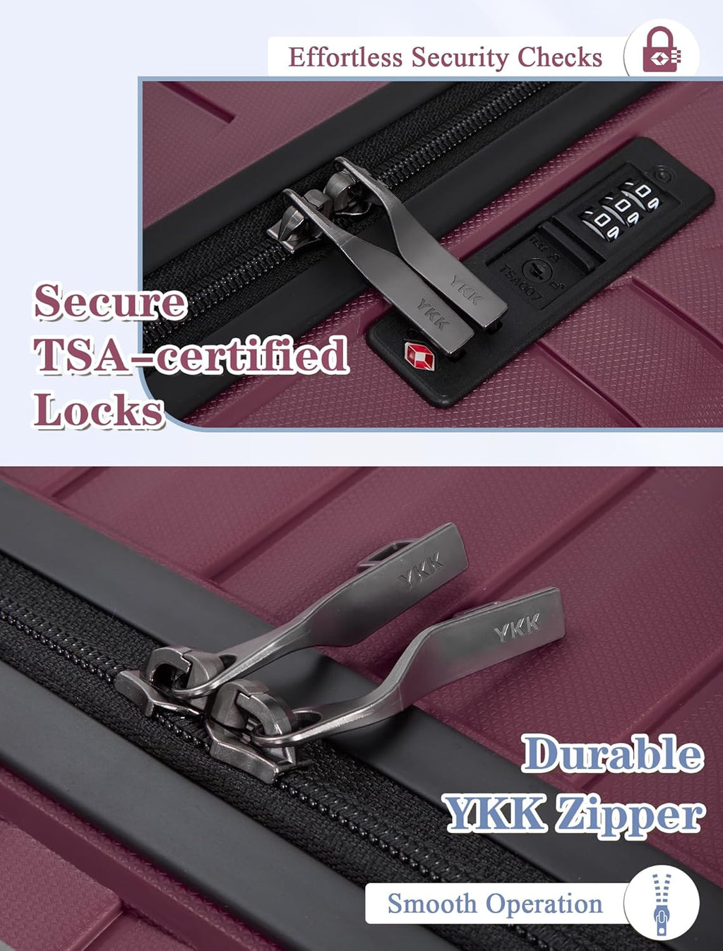 5-piece luggage set with wheels, ABS hardshell suitcase with spinner wheels wourant