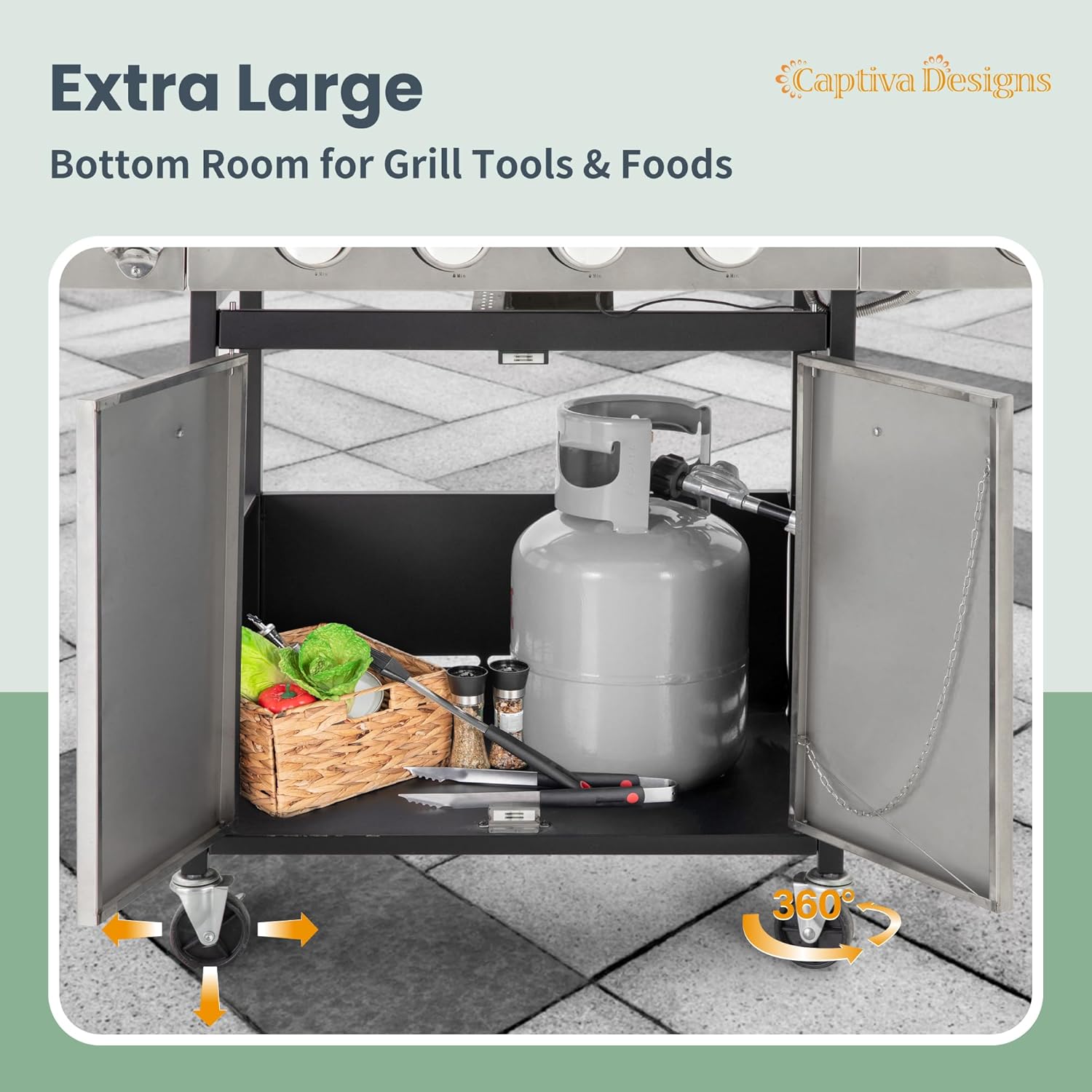 Captiva Designs 4-Burner Propane Gas BBQ Grill with Side Burner & Porcelain-Enameled Cast Iron Grates, 42,000 BTU Output Stainless Steel Grill for Outdoor Cooking Kitchen and Patio Backyard Barbecue wourant