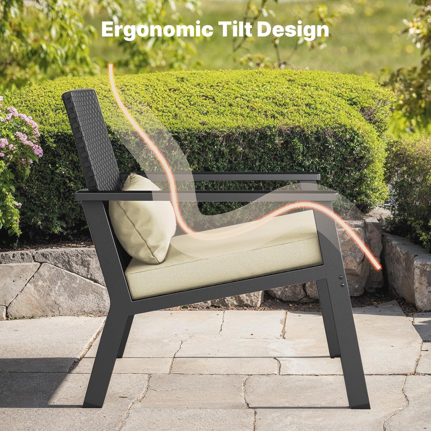 Ahomly 4-Piece Outdoor Wicker Patio Furniture Set with Deep Seating Cushions and Table for Balcony, Backyard, and Porch (Gray) wourant