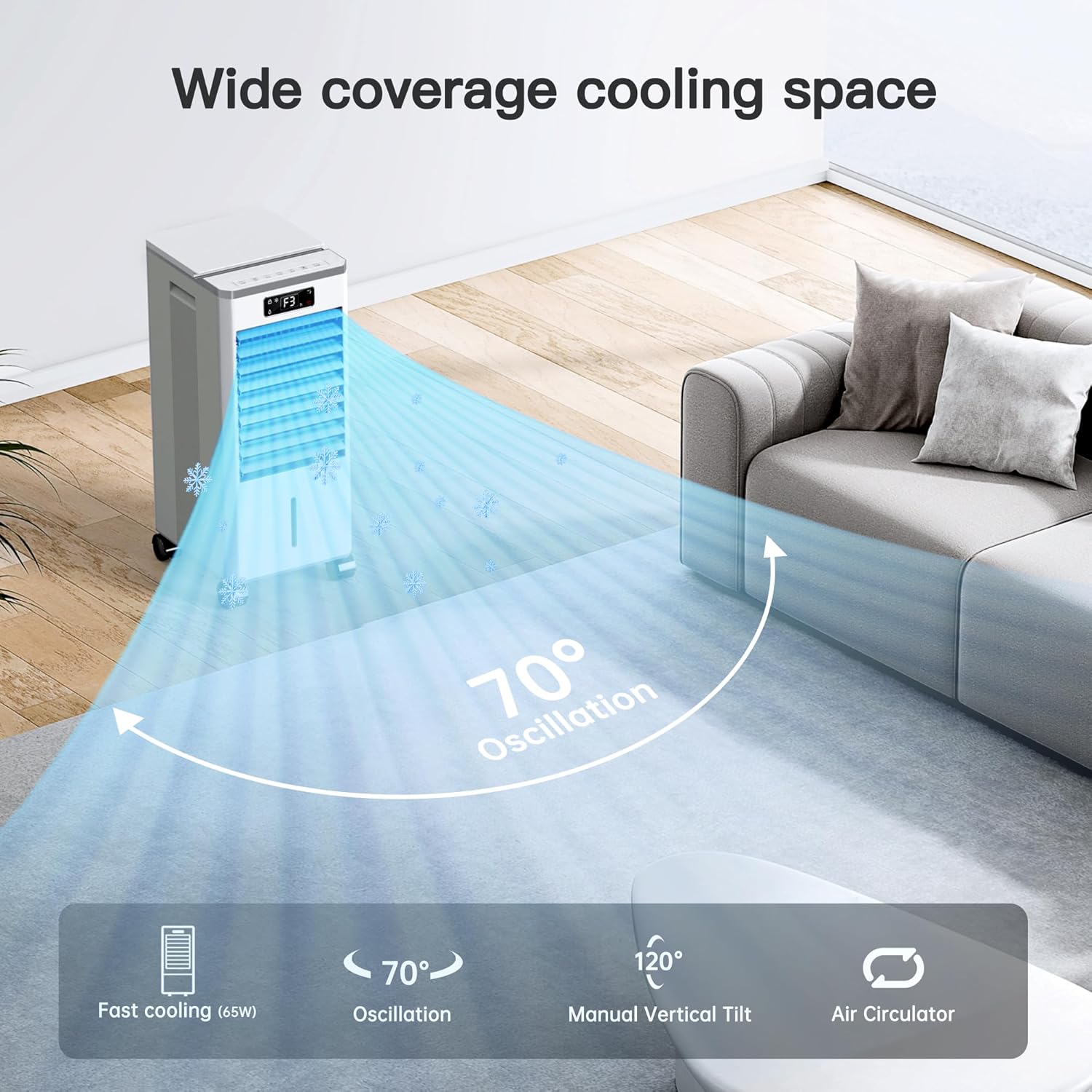 Windowless Portable Air Conditioners, Evaporative Air Cooler w/3 Modes & 3 Speeds, 12H Timer for Smart Auto-off, 2-Gal Tank for 20H Cooling,16FT Remote,No Hose Needed,46db Swamp Cooler wourant