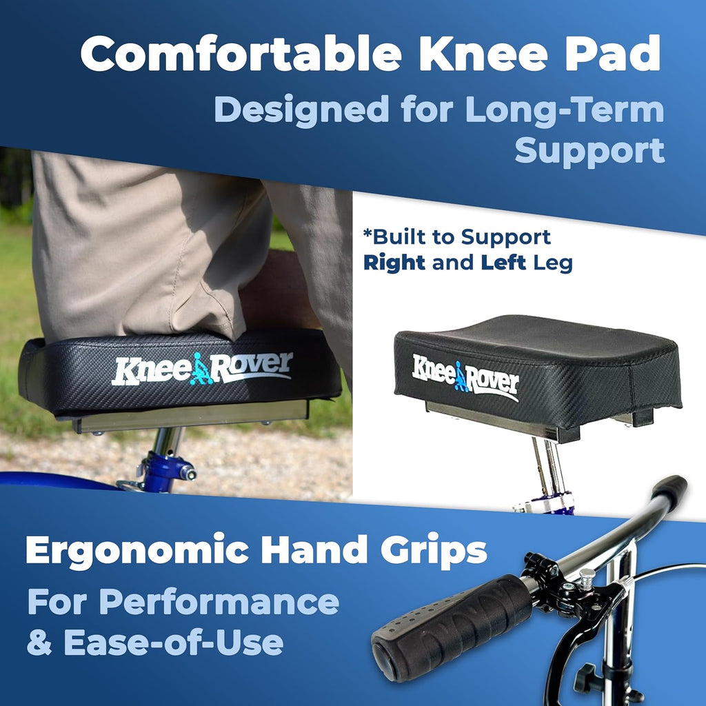 KneeRover Deluxe KneeCycle Steerable Knee Walker Foldable Mobility Aid & Knee Scooter for Adults