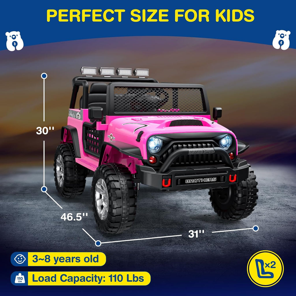 L8 Ride On Car, 2 Seater, 12V Kids Electric Car w/Remote Control, 4-Wheel Suspension, Bluetooth Speaker, Multi Music Modes, 3 Speeds, LED Lights, Xmas & Birthday Gift Ideas for Kids Ages 3+ wourant