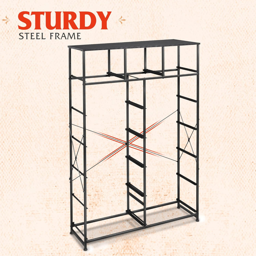 WLIVE Storage Organizer Unit with 13 Fabric Bins, Storage Drawers Organizer with Steel Frame, Tall Storage Tower Organizaton for Living Room, Hallway, Office, Charcoal Black wourant