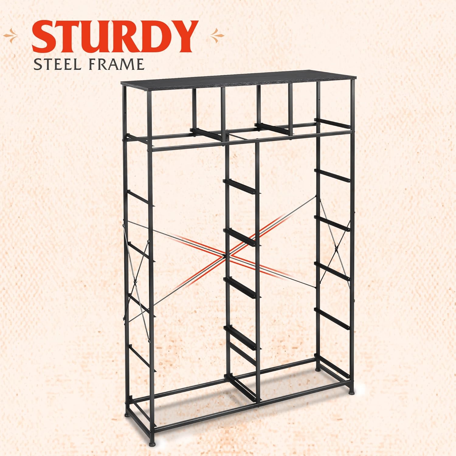 WLIVE Storage Organizer Unit with 13 Fabric Bins, Storage Drawers Organizer with Steel Frame, Tall Storage Tower Organizaton for Living Room, Hallway, Office, Charcoal Black wourant