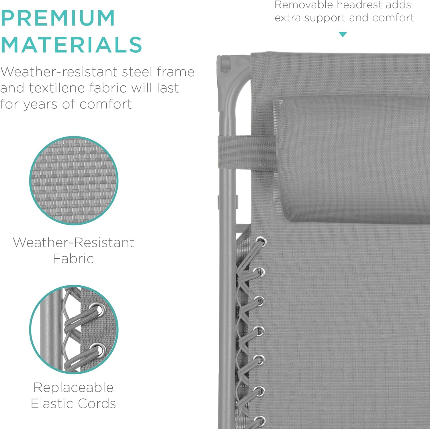 Best Choice Products Folding Zero Gravity Outdoor Recliner Patio Lounge Chair w/Adjustable Canopy Shade, Headrest, Side Accessory Tray, Textilene Mesh - Peacock Blue wourant