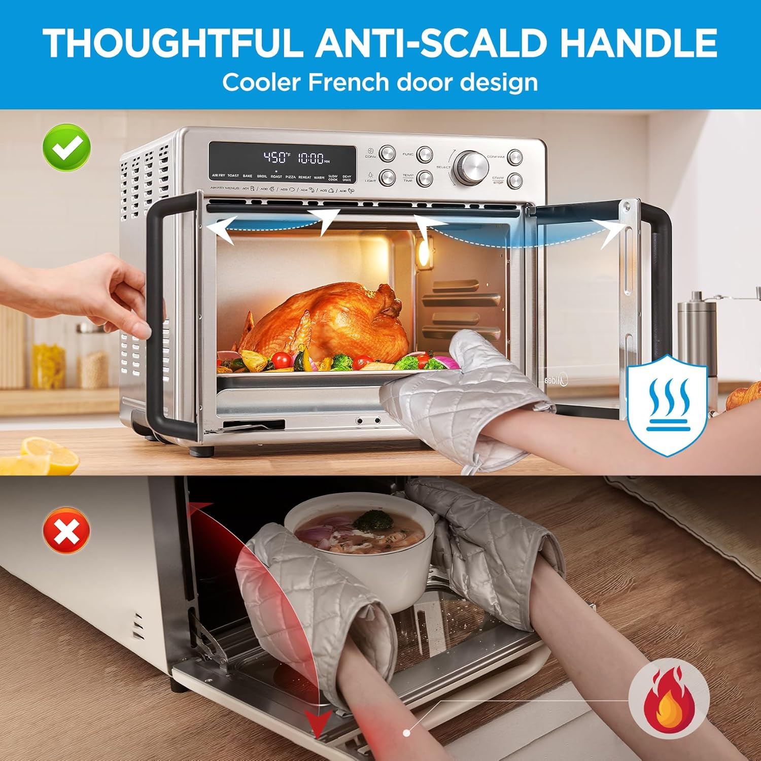 Midea Flexify French Door Toaster Oven Air Fryer Combo, 26.4 QT, Extra Large Air Fryer Countertop wourant