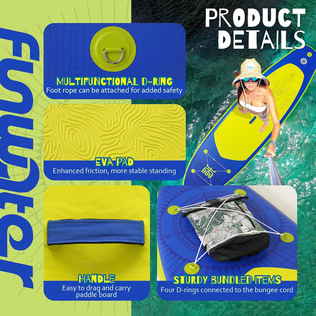 FunWater Inflatable Stand Up Paddle Board with Premium SUP Paddle Accessories, Non-Slip EVA Deck, 11'/10'6' Paddle wourant