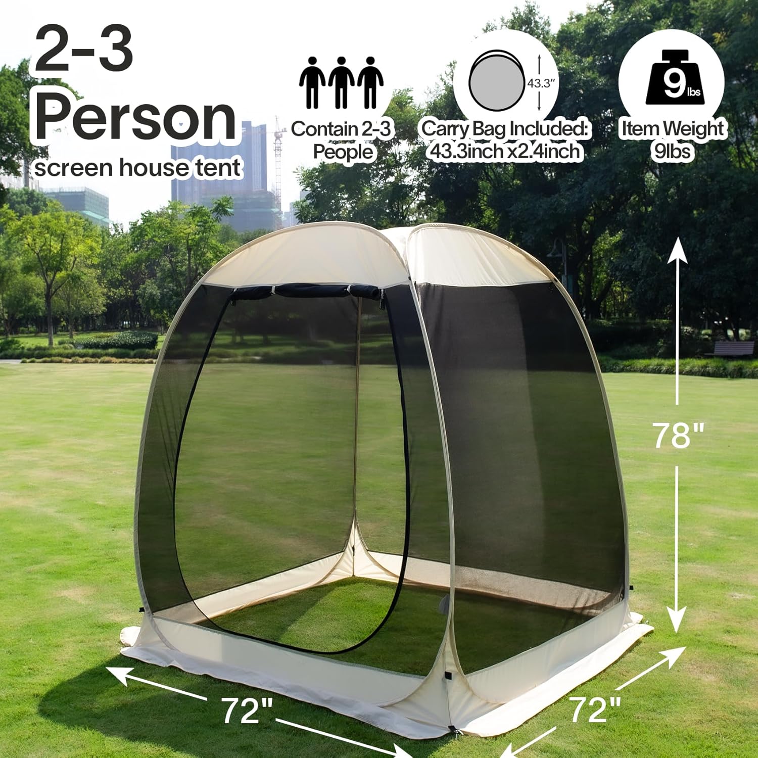 Alvantor Screen House Gazebo, 6-10-15 Person Pop Up Igloo Screened Canopy Tent with Mosquito Netting Sides, Instant UV Resistant Sun Shelter for Garden, Patio, Backyard wourant