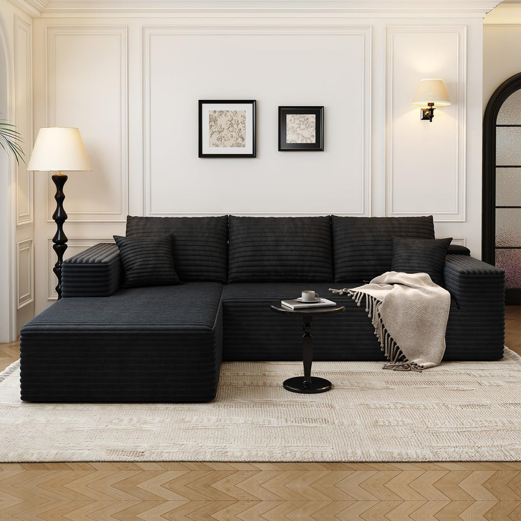 107.5" Cloud Modular Sectional Sofa Couch with L-Shape Chaise,Modern Minimalist Upholstered Couches wourant