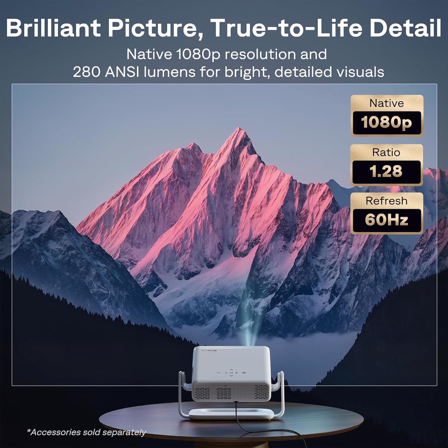 Aurzen Roku TV Smart Projector with Wifi and Bluetooth, Roku Streaming Experience Built-in wourant