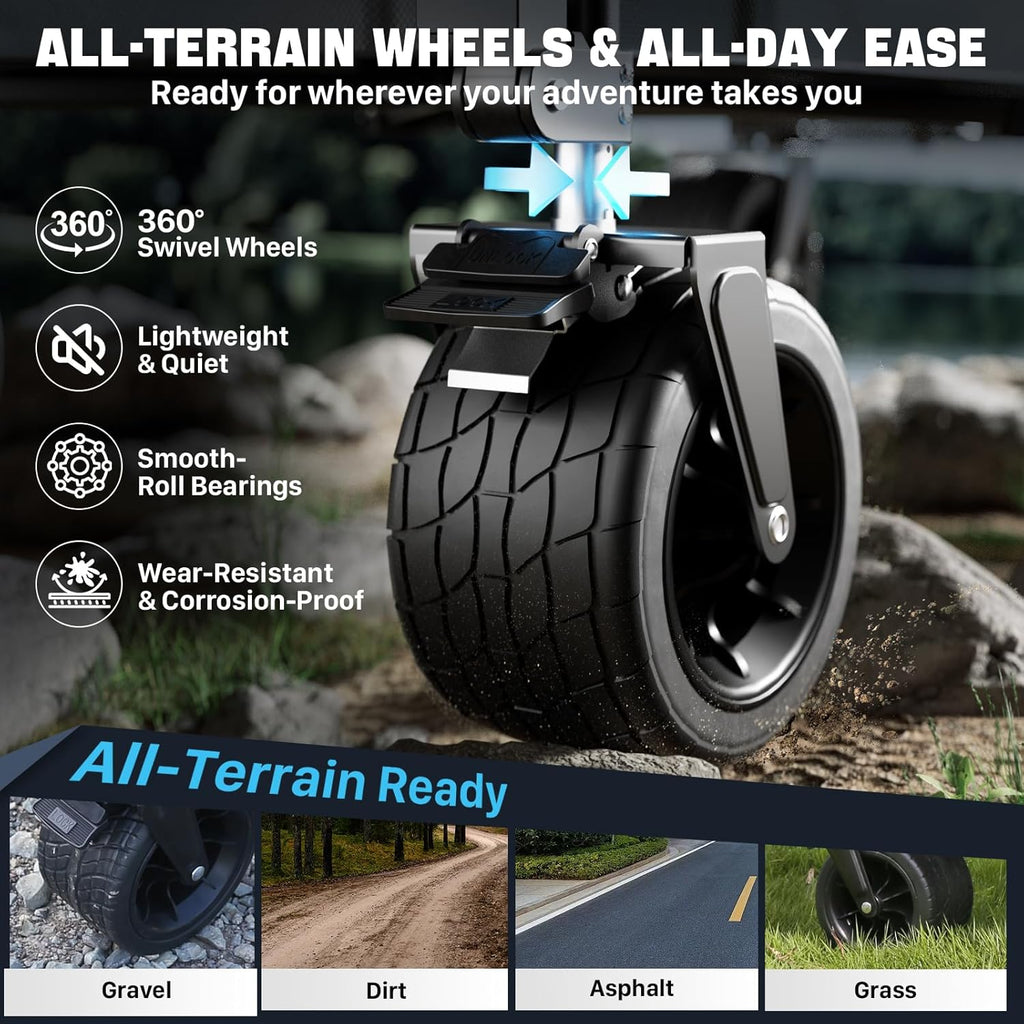 48" Extra Large Folding Travel Cart, 560 lb Capacity, 350 L Heavy Duty Utility Cart with Brakes and All-Terrain Wheels wourant