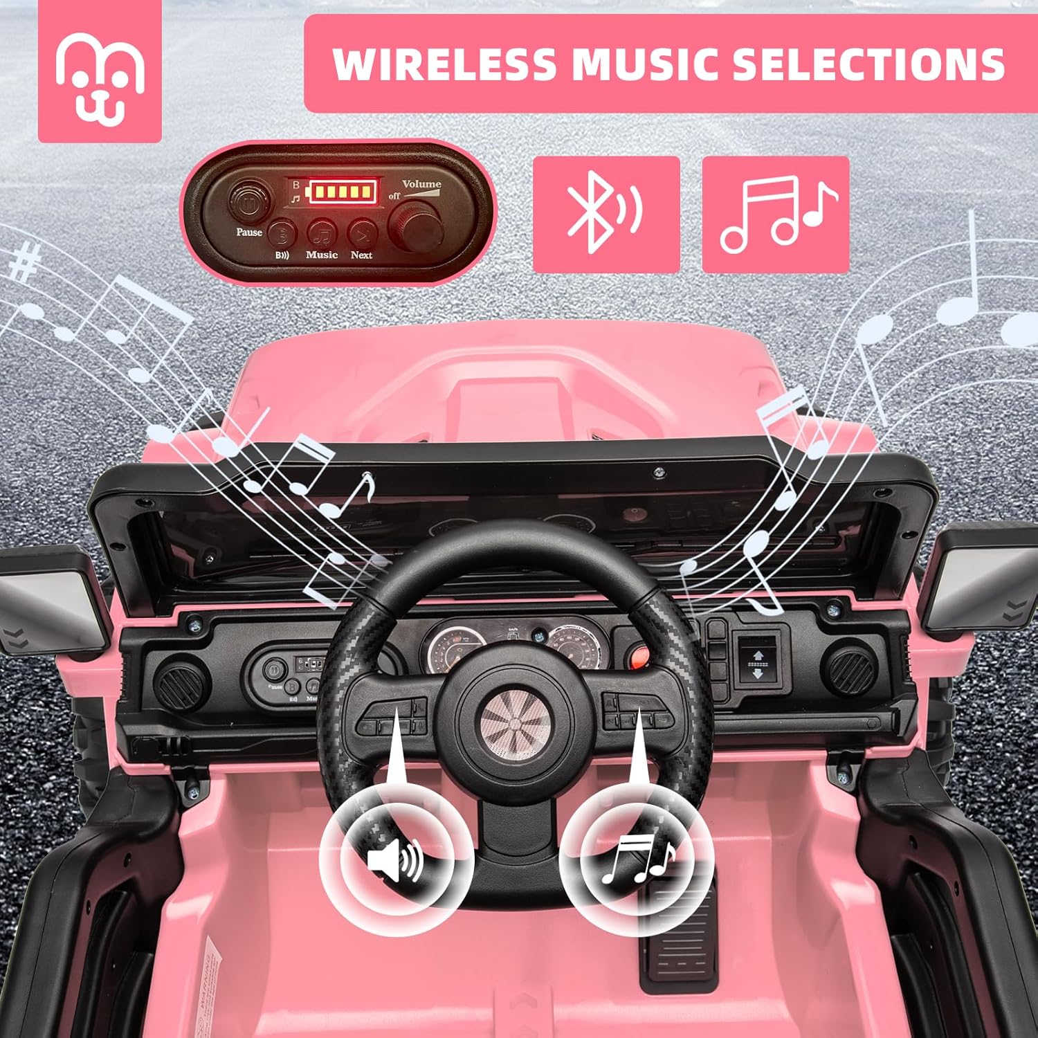 12V Kids Electric Ride on Truck Car Remote Control, Twin 35W Motors 3.5MPH Max Speed, Bluetooth USB Music Player, 4 Wheels Suspension LED Lights Safety Belt, Gift for Boy & Girl-Rosy wourant