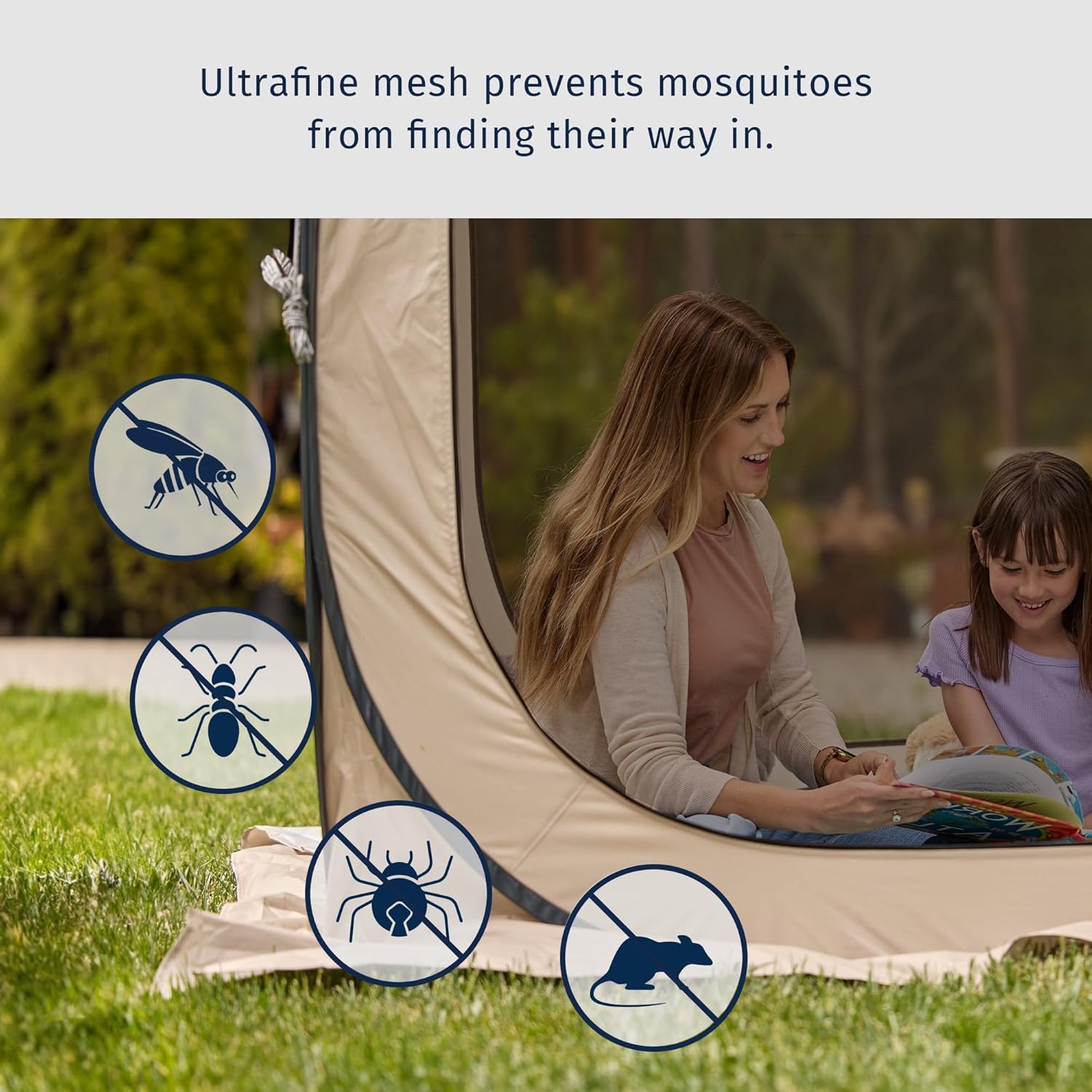 EAST OAK Screen House Tent Pop-Up, Portable Screen Room Canopy Instant Screen Tent 10 x 10 FT with Carry Bag for Patio, Backyard, Deck & Outdoor Activities, Beige wourant