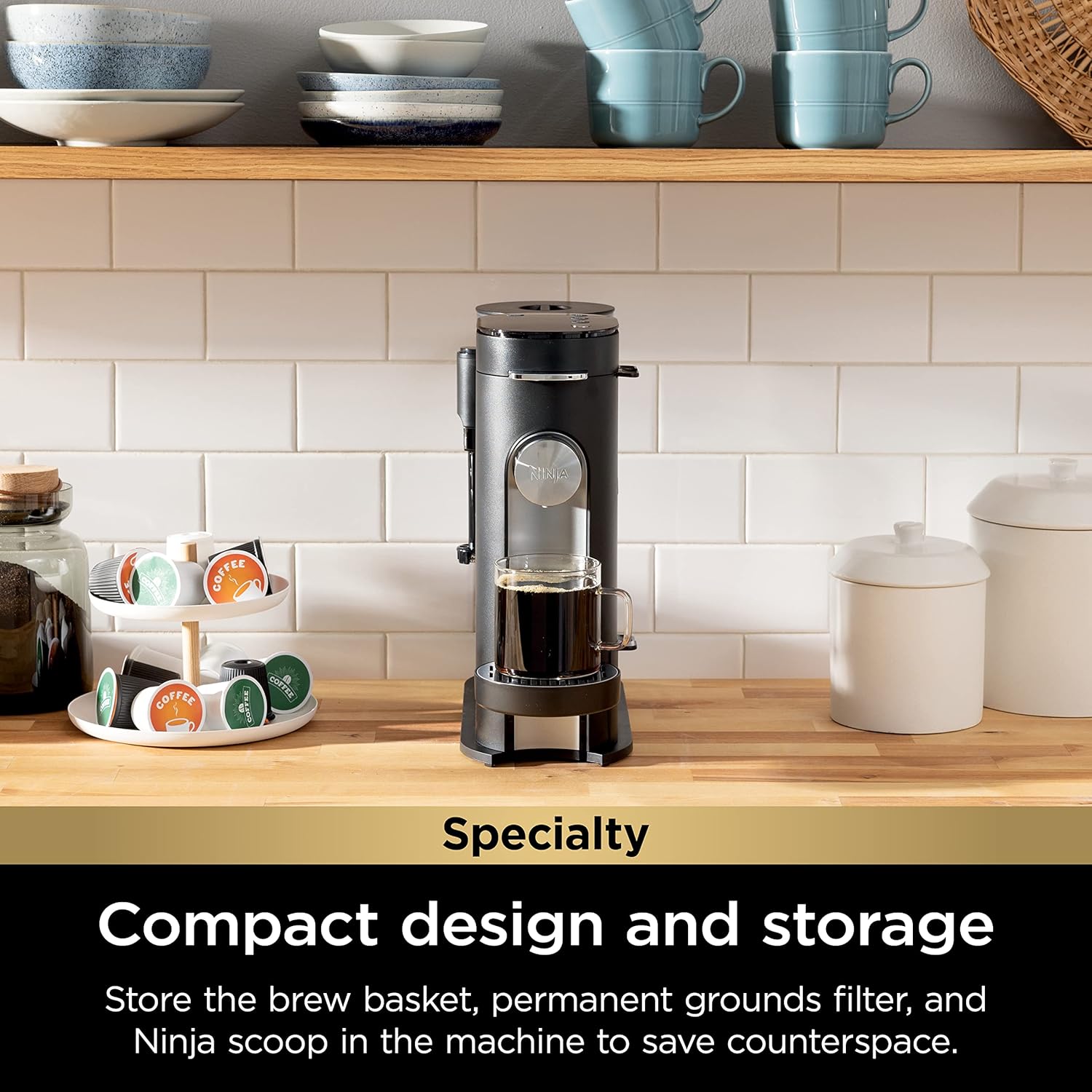 Ninja Pod & Grounds Single-Serve Coffee Maker 56-oz. Reservoir Stone PB051ST wourant