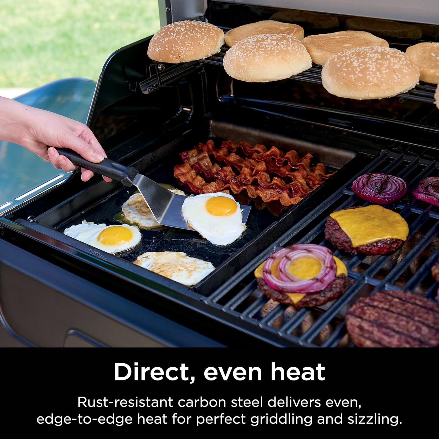 Ninja FlexFlame, Grill and Smoker, Electric and Propane Grill, Roaster, BBQ Grill, 5-in-1 Cooking System, 3 Burner, Digital Control, Outdoor Cooking, Griddle, Pizza Maker, Stainless Steel, PG301 wourant