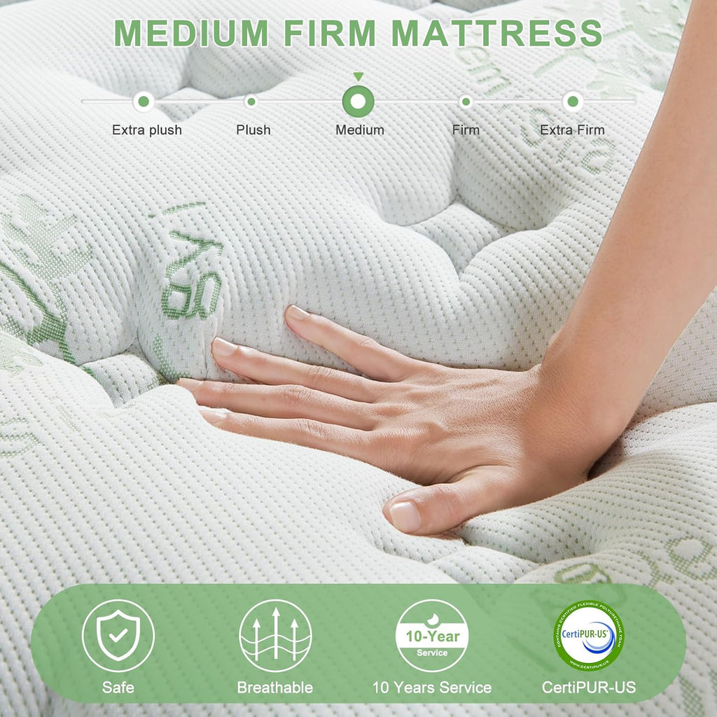 Queen Size Mattress 12 Inch, Medium Firm Memory Foam Hybrid Mattress with Individual Pocket Spring - Pressure Relief, Motion Isolation, Cool Sleep, 80" x 60" wourant