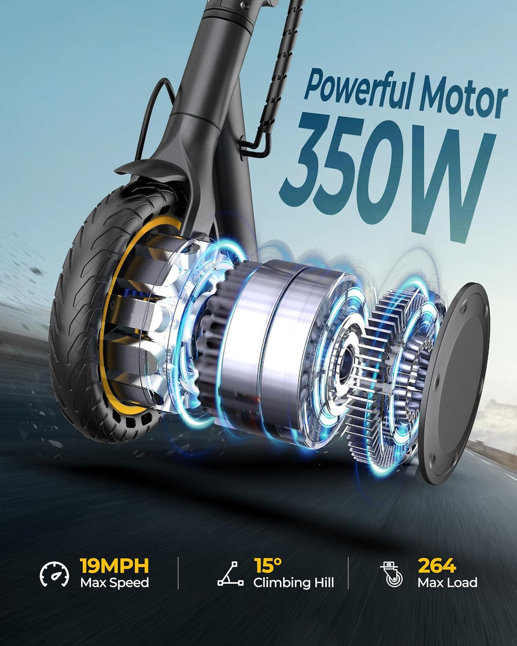 Electric Scooter, 350W/500W Motor, Top Speed 19/22 mph, Max 16/23/28Miles Ranges, Foldable E Scooter for Adults wourant