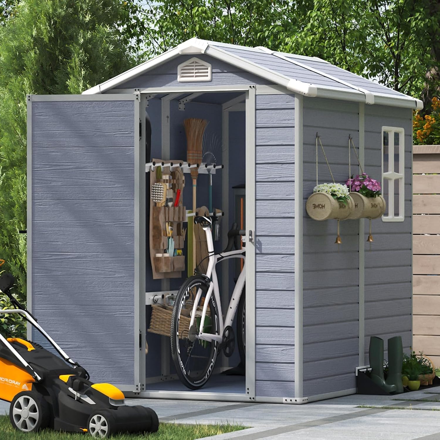 Aoxun Outdoor Storage Shed 5 x 3 ft. Resin Shed with Floor and Lockable Door wourant