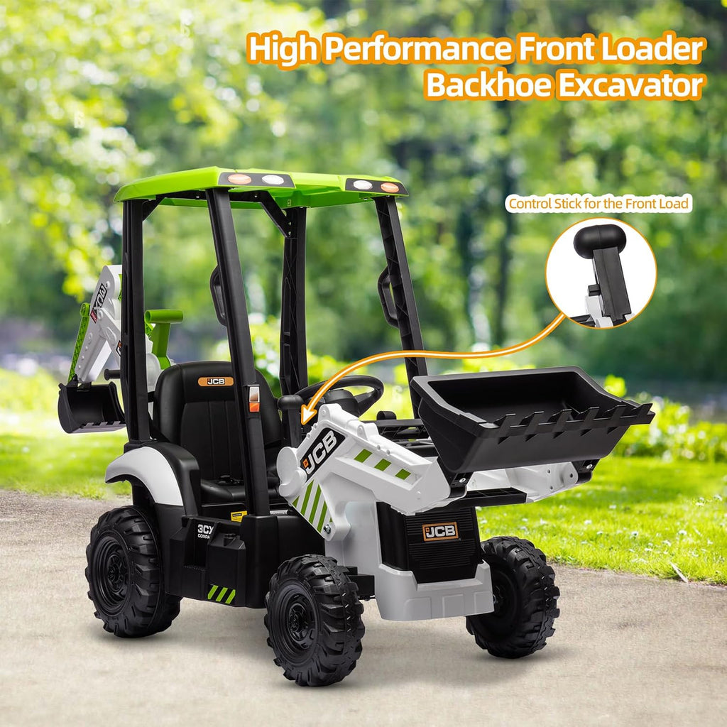 12V JCB Ride On Excavator, Ride on Toys for Kids 4-8, Electric Car for Kids with Tractor, Bulldozer, Digging Arm, Backhoe Toy Car with Slow Start/Stop, Adjustable Speeds wourant