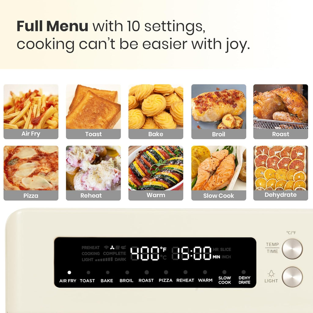 Infrared Heating Air Fryer Toaster Oven, Extra Large Countertop Convection Oven 10-in-1 Combo, 6-Slice Toast, Enamel Baking Pan Easy Clean with Recipe Book, Black Matte Stainless Steel wourant